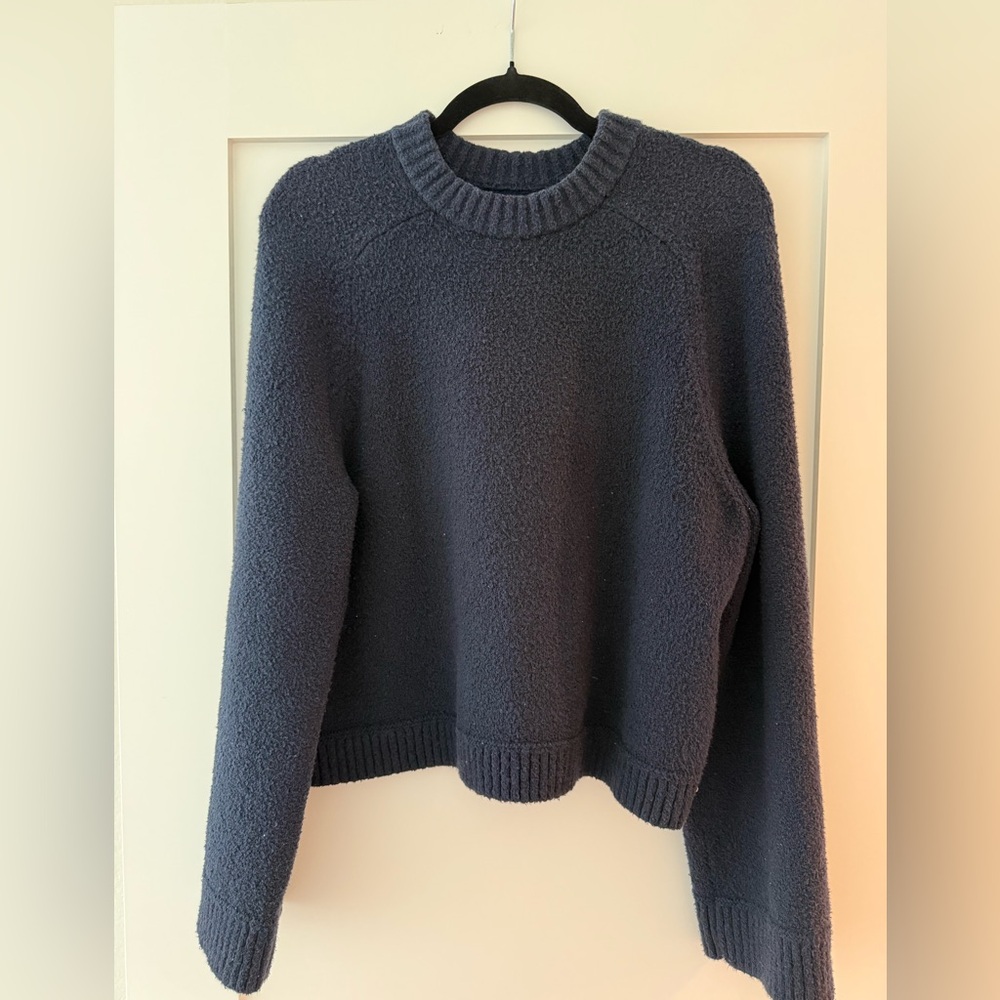 Lululemon Navy Brushed Cotton Merino Blend Crewneck Sweater